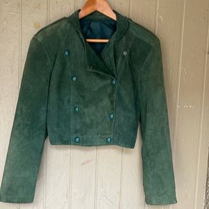 Cropped leather suede jacket